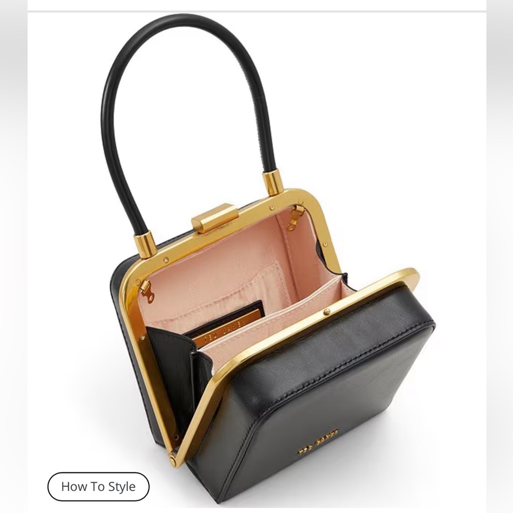 Ted Baker Black Mini Square Top-Handle Bag with Gold Hardware - Picture 4 of 8